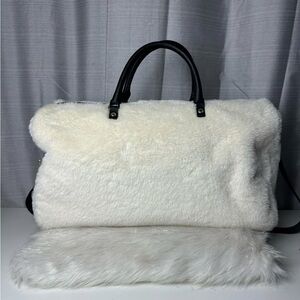 Steve Madden Off-White Faux Fur Women's Bag